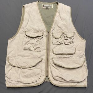 EUC Vintage Aeropostale Fishing Vest Size S Mens Beige Pockets Tactical Y2K